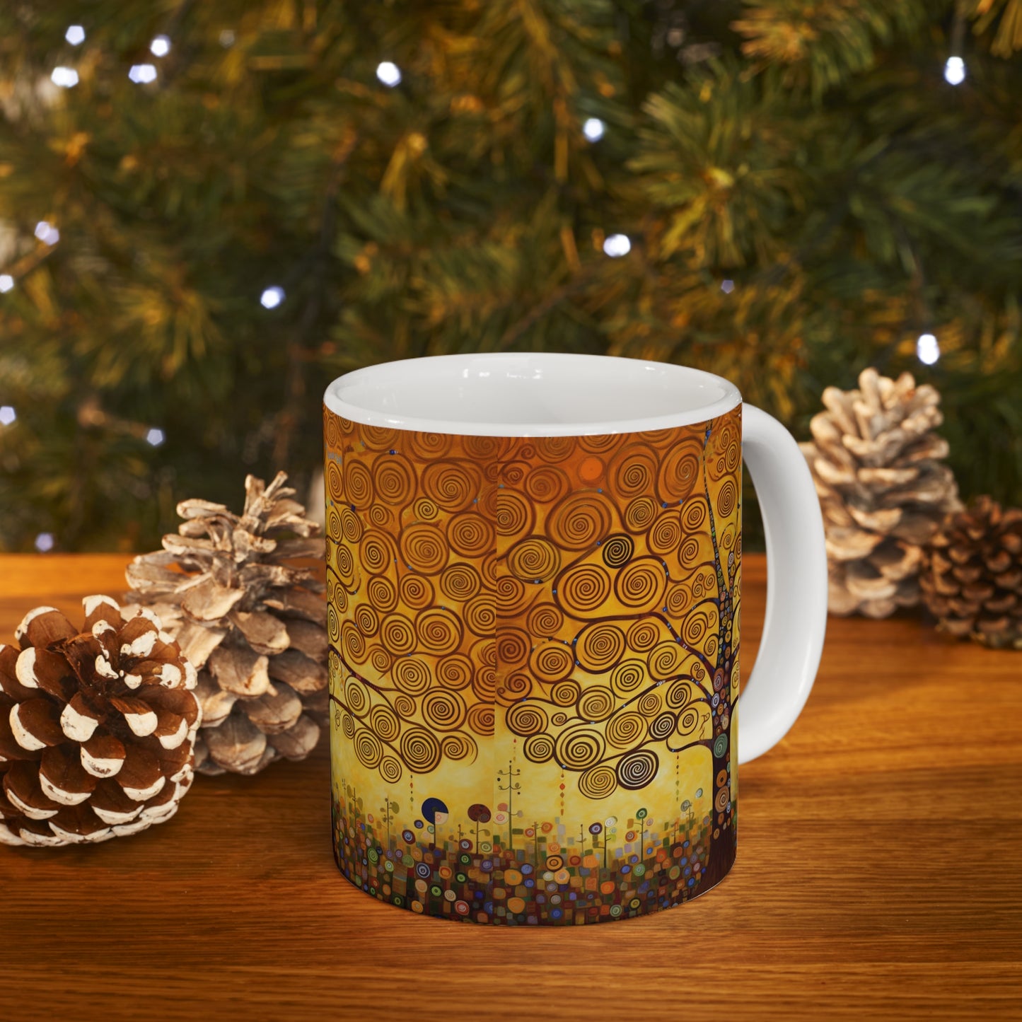 Symbolic Harmony: Gustav Klimt Tree of Life Ceramic Mug, Embrace Artistic Elegance