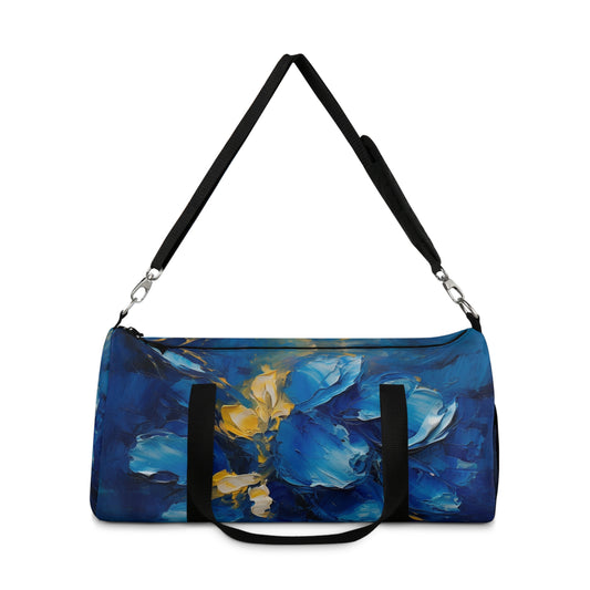 Abstract Wallpaper Duffel Bag: Immersive Floral Beauty with Blue Orchid Motif