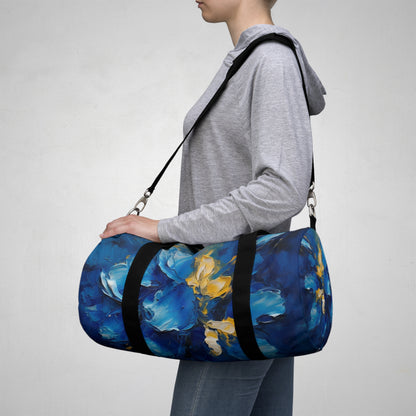 Abstract Wallpaper Duffel Bag: Immersive Floral Beauty with Blue Orchid Motif