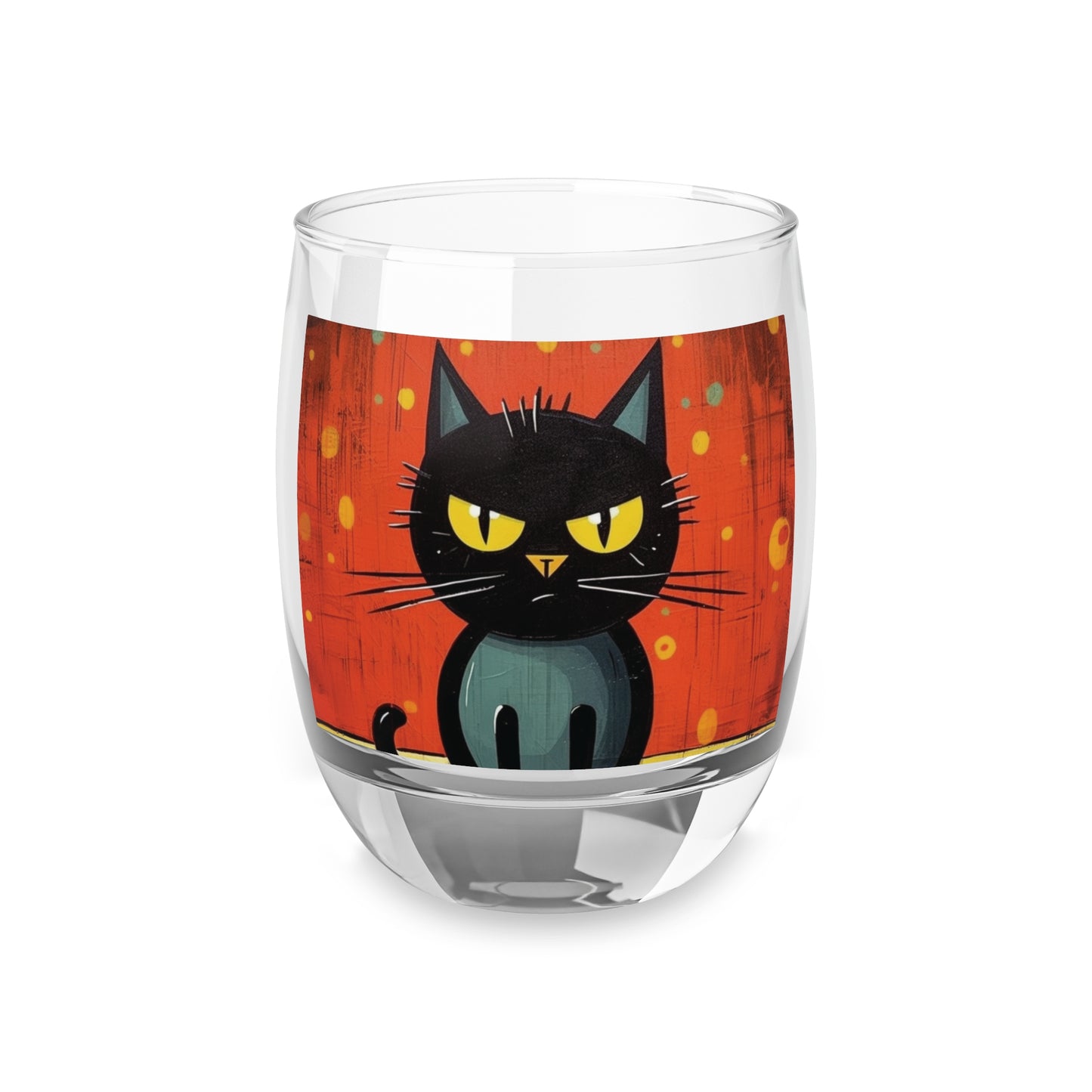 Fashionably Retro Feline: Midcentury Modern Whiskey Glass with a Vintage Cat-Inspired Flair