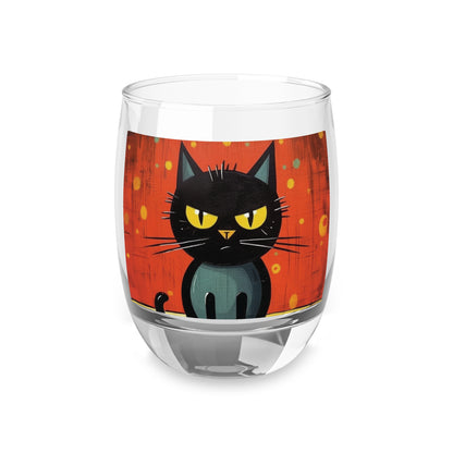 Fashionably Retro Feline: Midcentury Modern Whiskey Glass with a Vintage Cat-Inspired Flair
