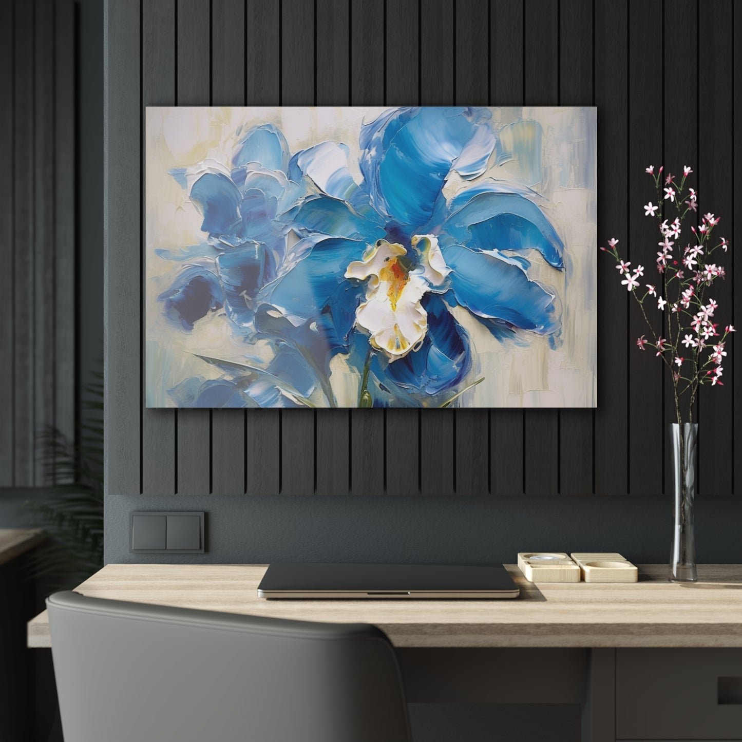 Embrace Artistic Expression with Blue Orchid Abstract Painting Acrylic Prints