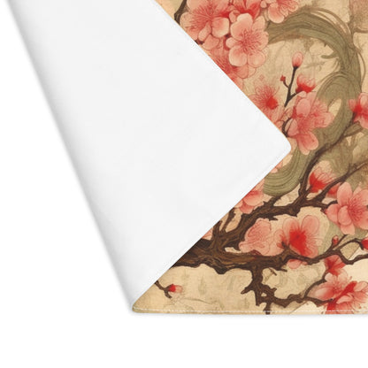 Whimsical Blossom Dreams: Placemat with Delightful Flower Drawings and Cherry Blossoms