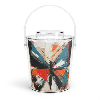 Monarch Butterfly Elegance: Ice Bucket with Tongs with Artistic Flair