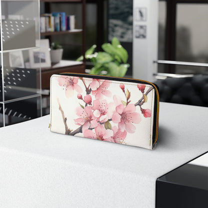 Watercolor Cherry Blossom Zipper Wallet