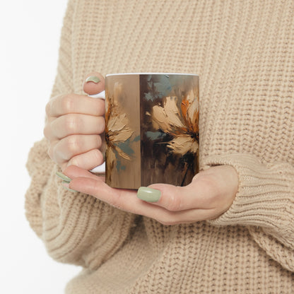 Ceramic Mug with Abstract Tan Hua Drawing: A Harmonious Blend of Art and Functionality