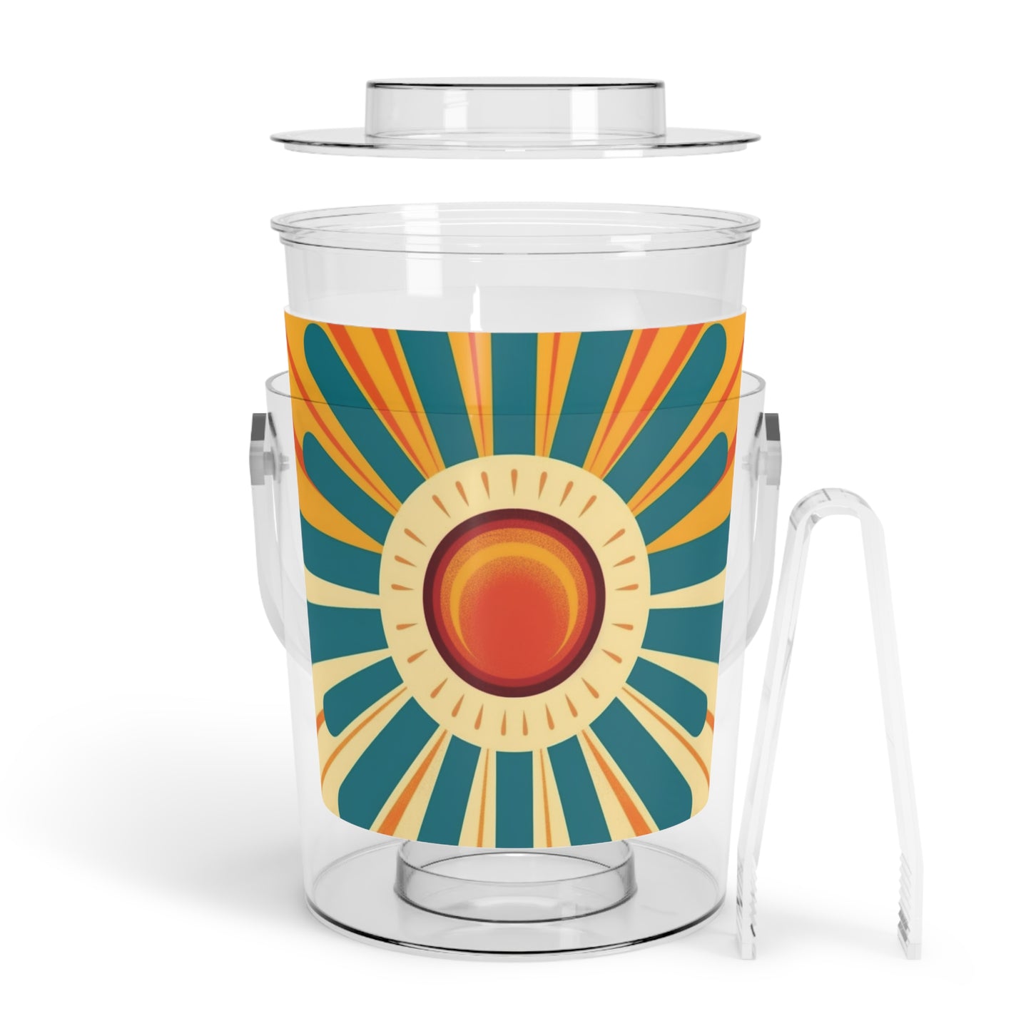 Atomic Age Sunshine: Midcentury Modern Sun Ice Bucket with Tongs