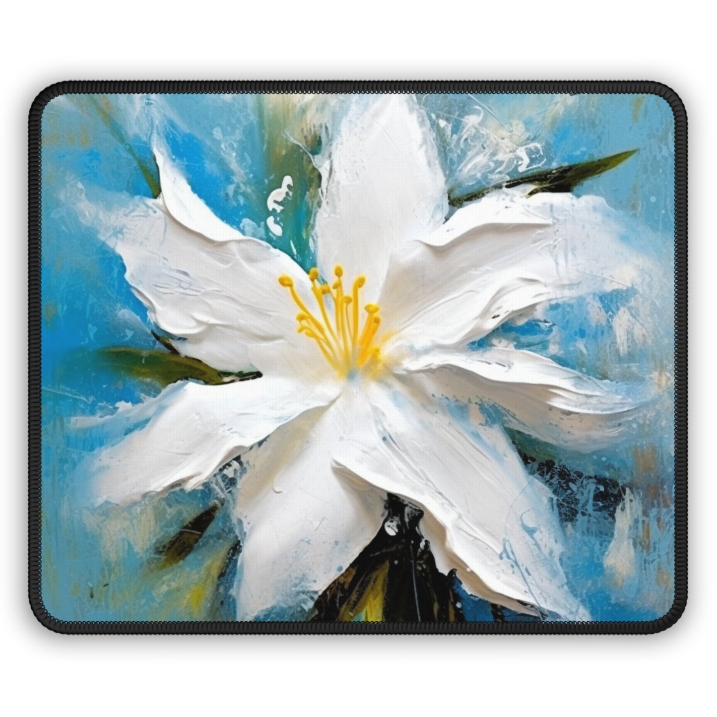 Ethereal Elegance: Gaming Mouse Pad featuring an Abstract Oil Painting of Jasmine