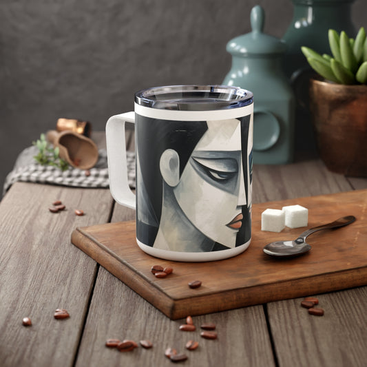 Insulated Coffee Mug with Cubist Art: Artistic Finesse and Abstract Flair
