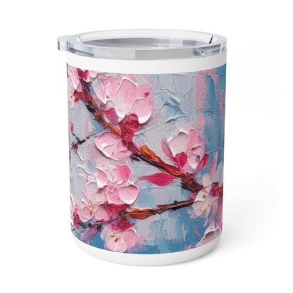Insulated Coffee Mug with Abstract Cherry Blossom Drawing: Embrace the Serenity
