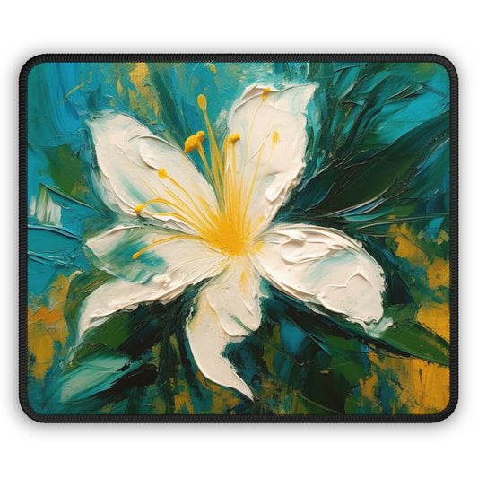 Floral Symphony: Gaming Mouse Pad featuring an Abstract Oil Painting of Jasmine
