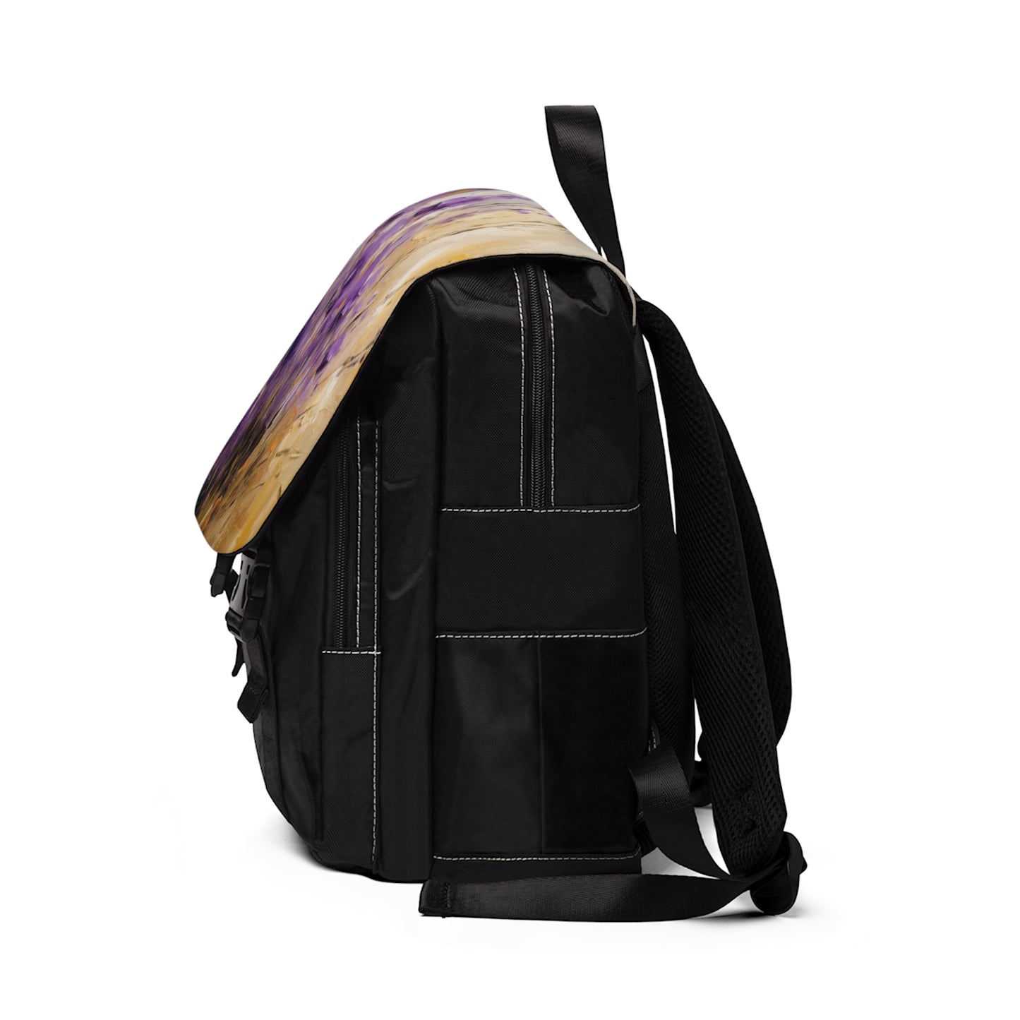 Expressive Lavender Drawing on Unisex Casual Shoulder Backpack: A Symphony of Colors and Petals