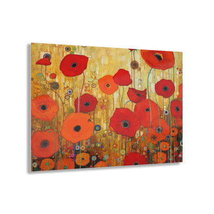 Floral Symphony: Acrylic Prints showcasing Gustav Klimt's Poppies in Art Nouveau