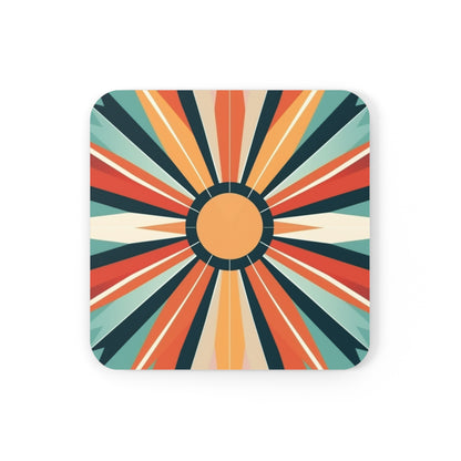 Starburst Corkwood Coaster Set in Atomic Age and Midcentury Modern Design
