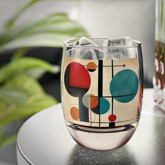 Geometric Marvel: Atomic Age Whiskey Glass with Midcentury Modern Design