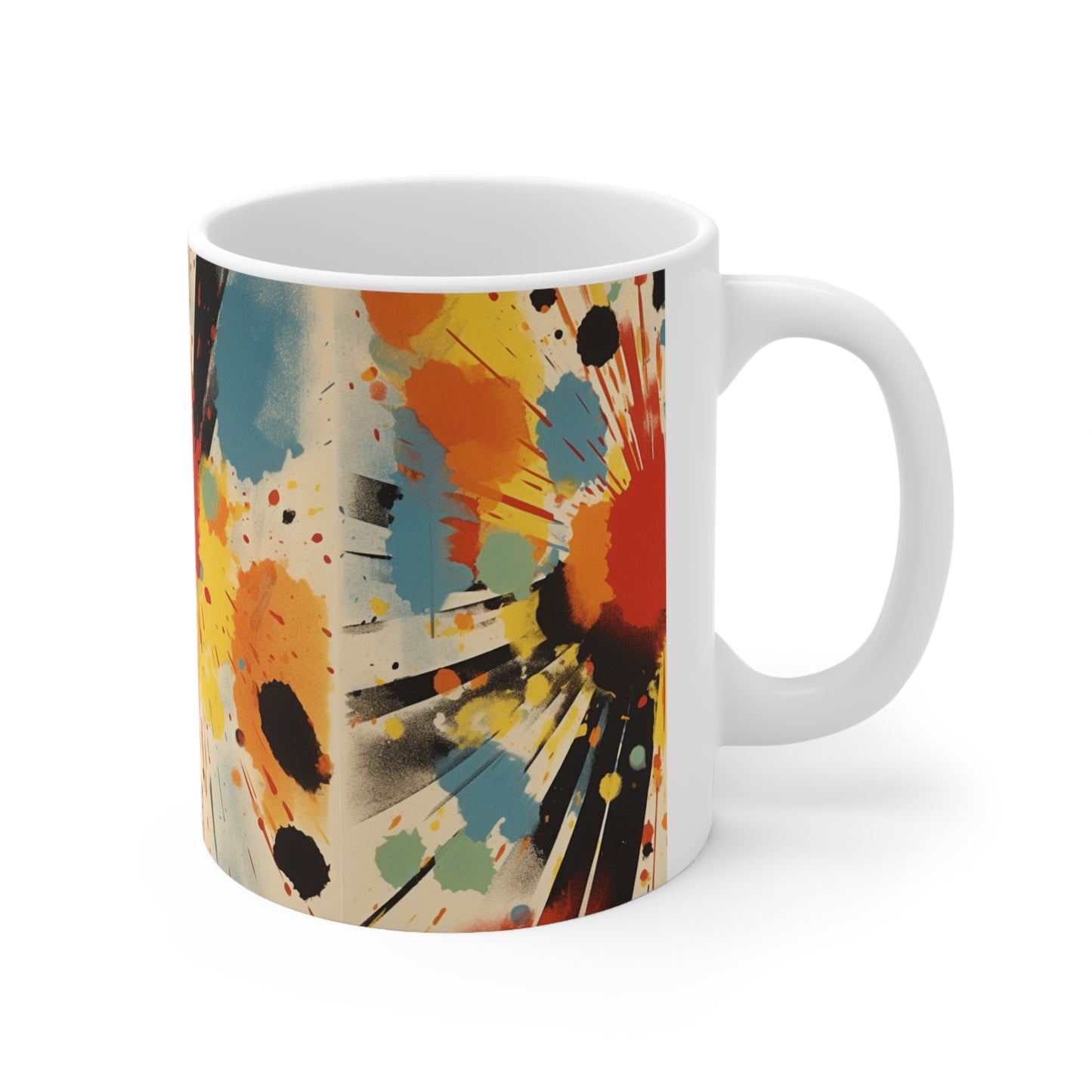 Contemporary Abstract Ceramic Mug: Fusion of Gutai Inspiration and American Heritage