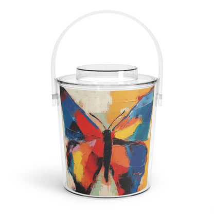 Painting with a Twist: Abstract Butterfly Ice Bucket with Tongs