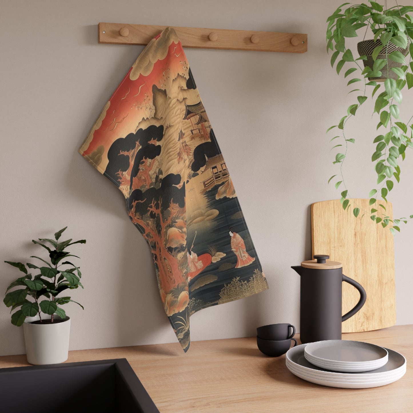 Custom Japanese Tapestry Kitchen Towel: Your Personalized Artistic Statement