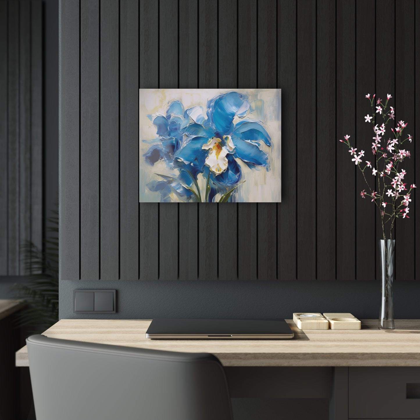 Embrace Artistic Expression with Blue Orchid Abstract Painting Acrylic Prints