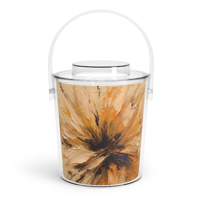 Abstract Tan Hua Painting on Ice Bucket with Tongs: A Fusion of Art and Nature