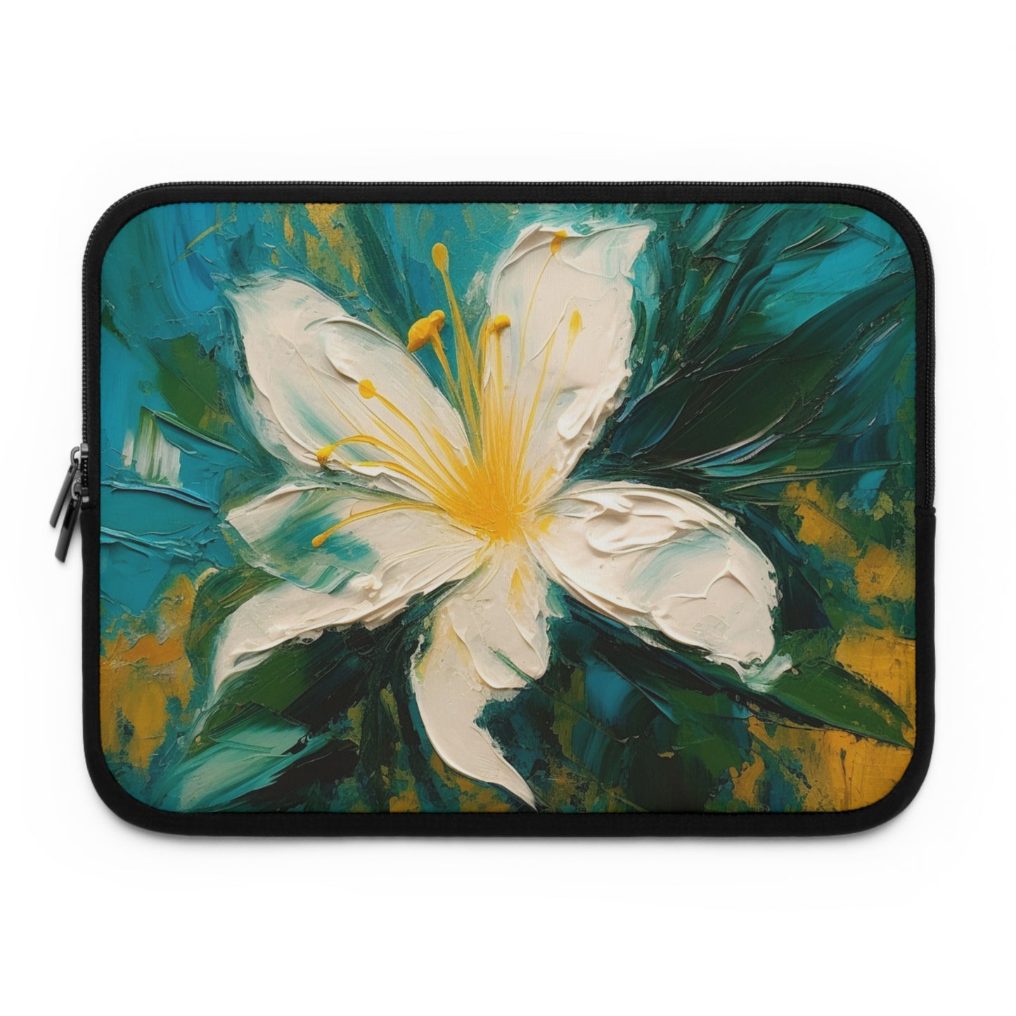 Floral Symphony: Laptop Sleeve featuring an Abstract Oil Painting of Jasmine
