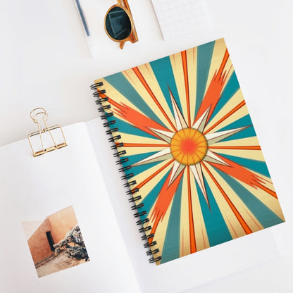 Vintage Chic: Starburst Candy Colored Spiral Notebook Ruled with Atomic Age Design