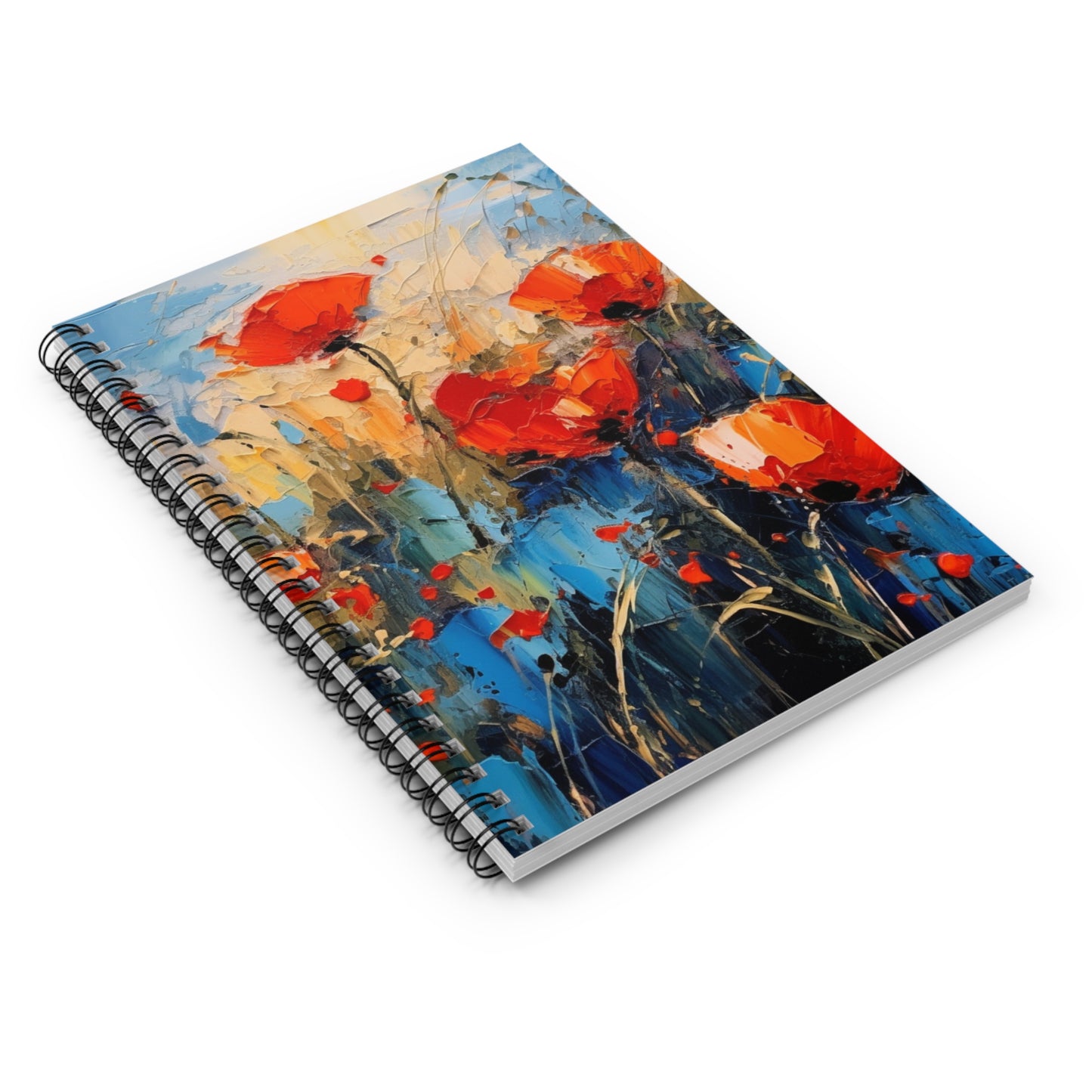 Spiral Notebook Paradise: Abstract Poppy Artwork and Flower Drawings
