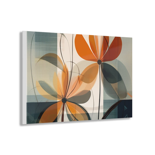 Botanical Chic: Flower Drawings and Minimalist Acrylic Prints Design with Midcentury Flair