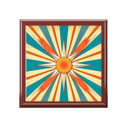 Midcentury Modern Chic: Starburst Candy Colored Jewelry Box with Abstract Art Influences