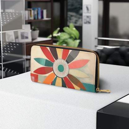 Atomic Age Design Midcentury Modern Flower Drawings Zipper Wallet