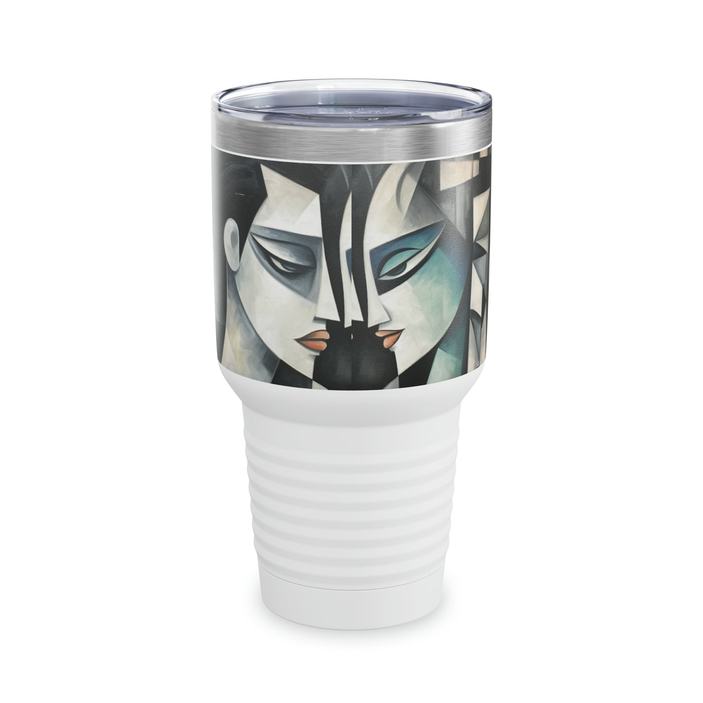 Artistic Finesse: Ringneck Tumbler with Cubist Art, Sip with Abstract Flair and Artistic Precision
