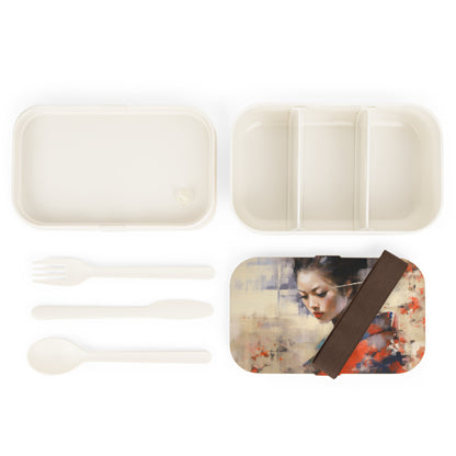 Japanese-Inspired Abstract Oil Painting Bento Box: Celebrating Geisha Beauty