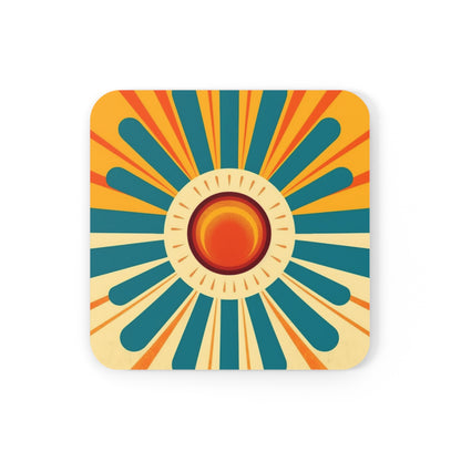 Atomic Age Sunshine: Midcentury Modern Sun Corkwood Coaster Set