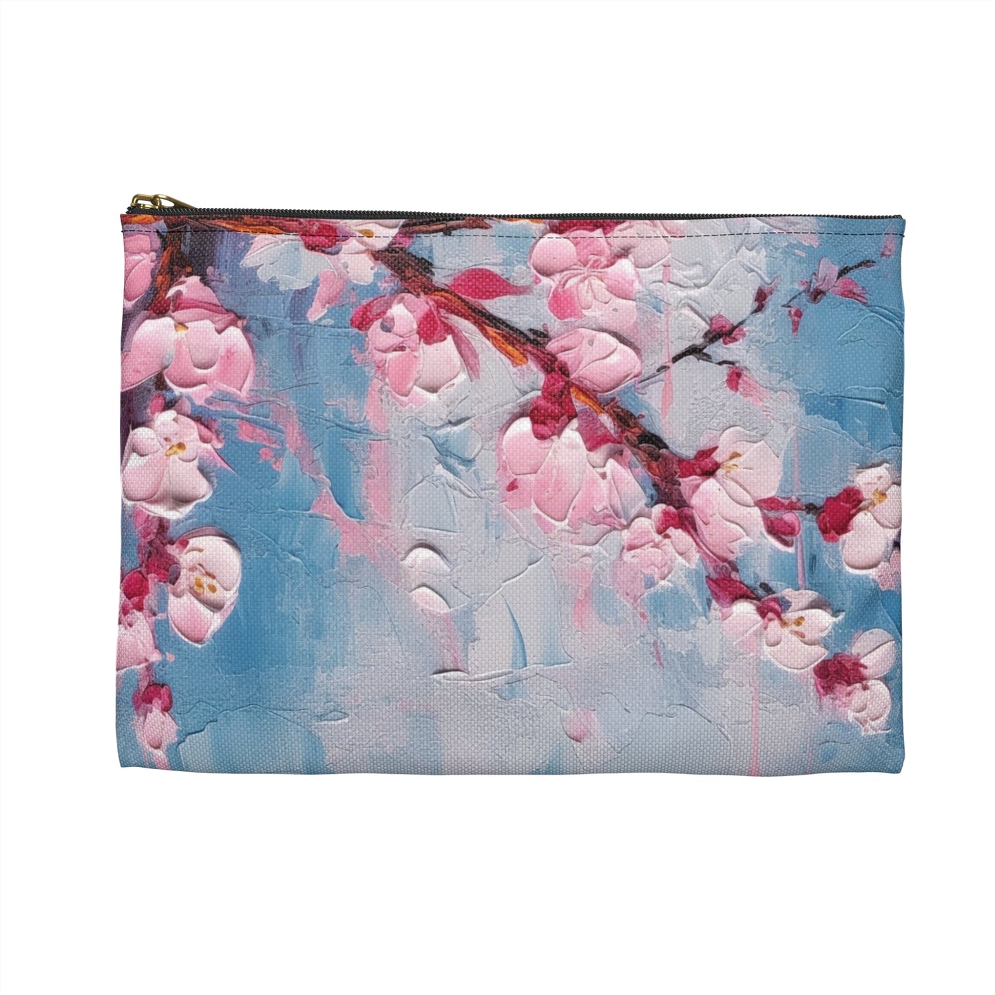 Accessory Pouch with Abstract Cherry Blossom Drawing: Embrace the Serenity