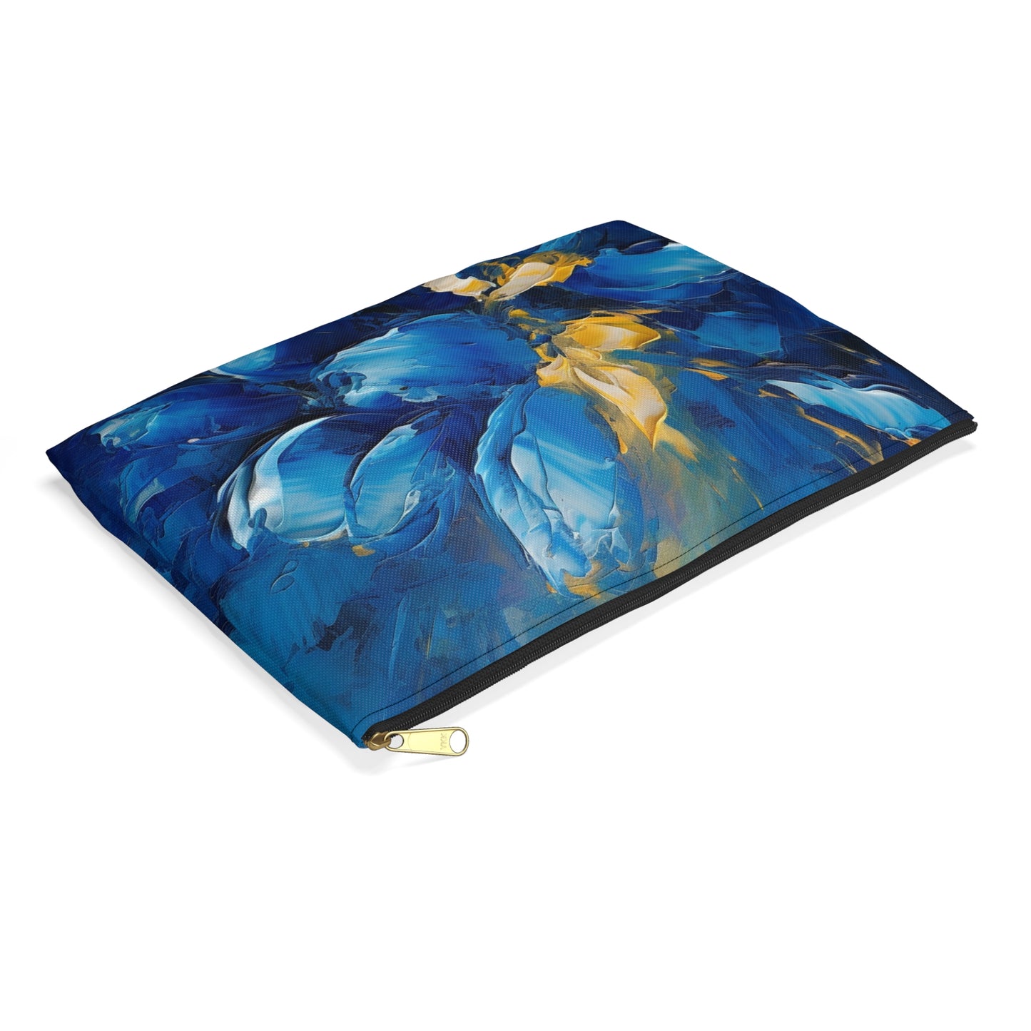 Abstract Wallpaper Accessory Pouch: Immersive Floral Beauty with Blue Orchid Motif