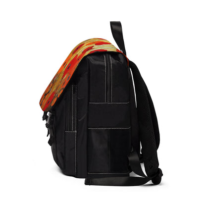 Floral Symphony: Unisex Casual Shoulder Backpack showcasing Gustav Klimt's Poppies in Art Nouveau