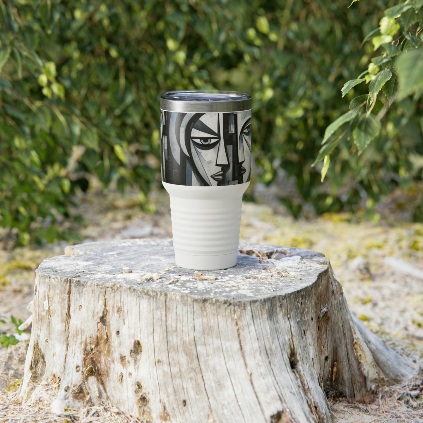 Captivating Cubism: Cubist Paintings Ringneck Tumbler, A Canvas of Refreshing Drink and Abstract Beauty