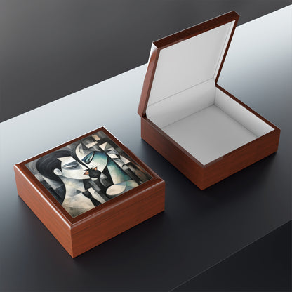 Jewelry Box with Cubist Art: Sip with Artistic Finesse and Abstract Flair