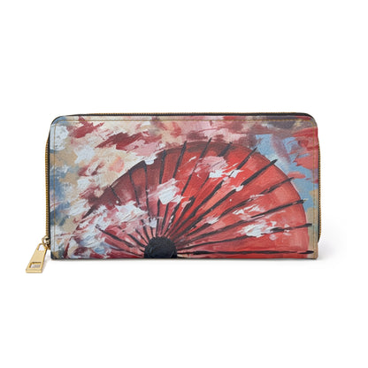 Abstract Japanese Umbrella Painting Zipper Wallet