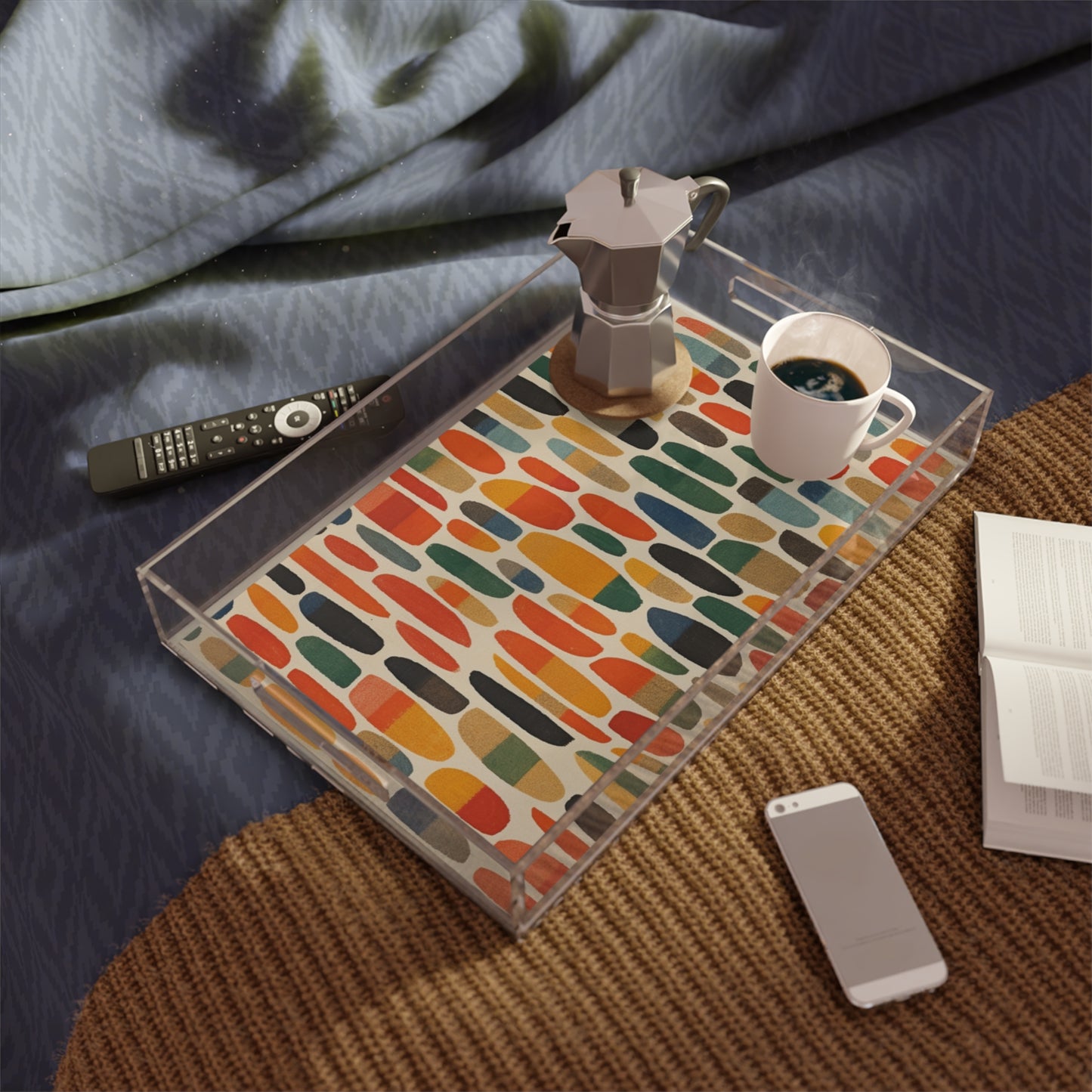 Modern Artistry: Acrylic Serving Tray with Translucent Colors
