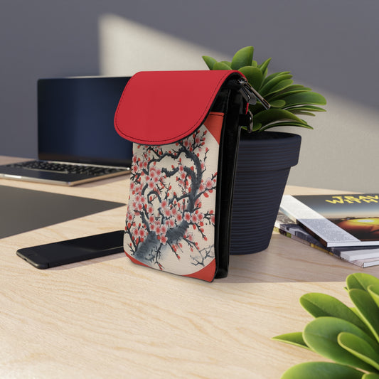 Enchanting Petal Symphony: Small Cell Phone Wallet Celebrating Cherry Blossom Tree Drawings