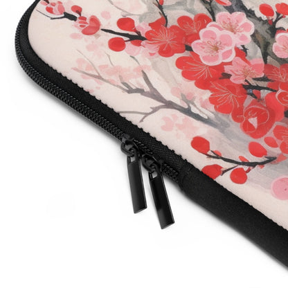 Cherry Blossom Delight: Laptop Sleeve Adorned with Intricate Flower Drawings and Artistry
