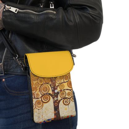 Captivating Artistry: The Tree of Life Small Cell Phone Wallet, Inspired by Gustav Klimt's Timeless Masterpiece