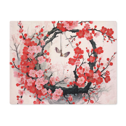 Cherry Blossom Delight: Placemat Adorned with Intricate Flower Drawings and Artistry