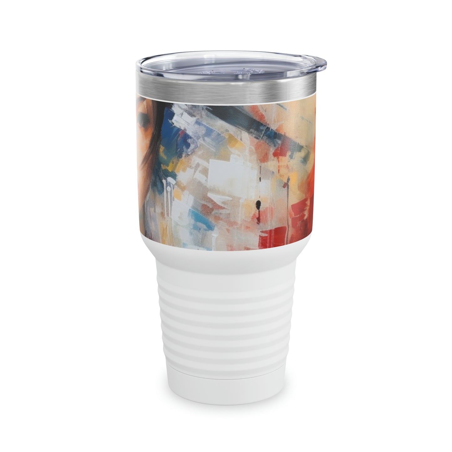 Artistic Fusion: Abstract Geisha Art Ringneck Tumbler, A Harmonious Blend of Style and Expression