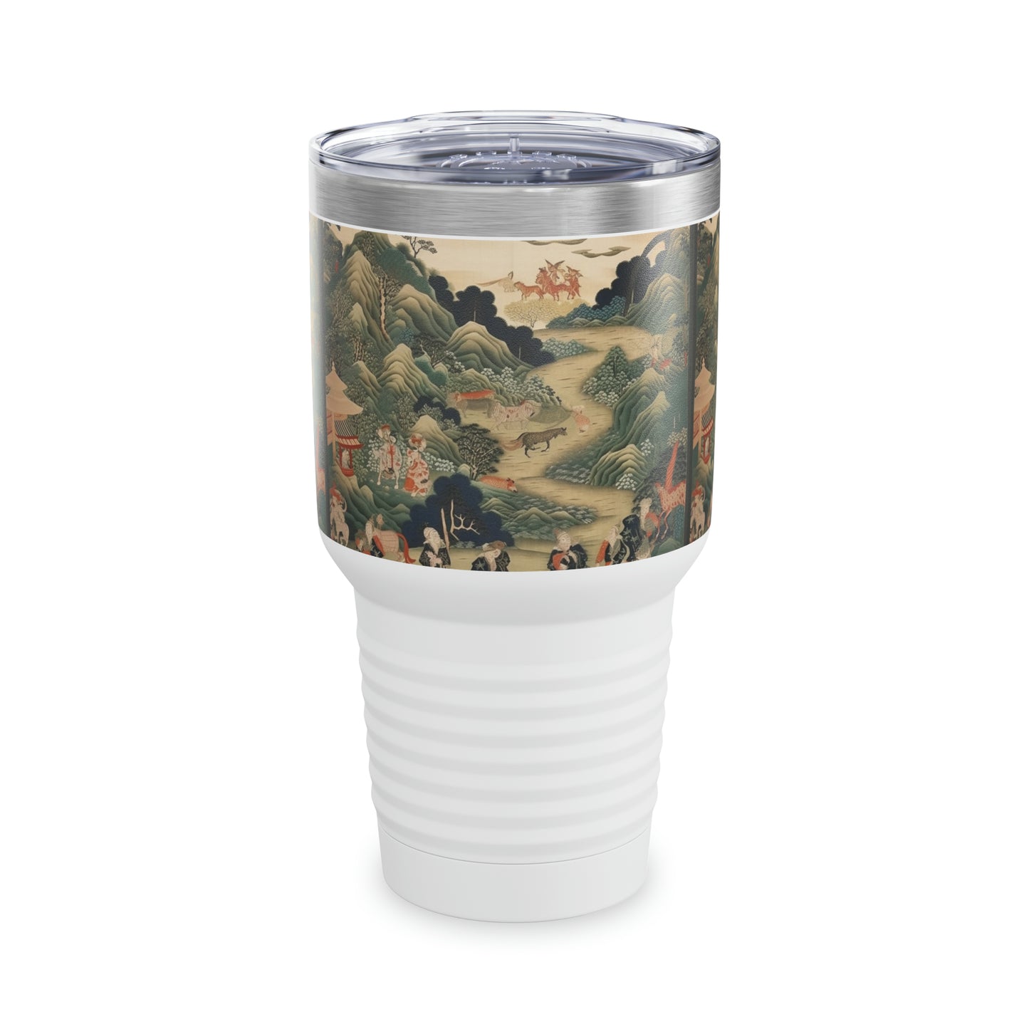 Artistic Splendor: Ringneck Tumbler Inspired by Japanese Tapestry