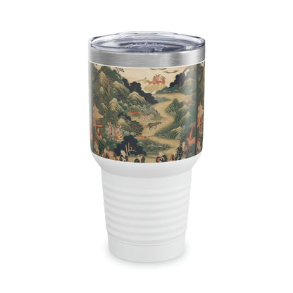 Artistic Splendor: Ringneck Tumbler Inspired by Japanese Tapestry