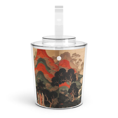 Custom Japanese Tapestry on a Ice Bucket with Tongs- Elevate Your Drink Experience with Unique Artistic Expression