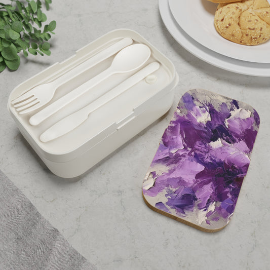 Bento Box with Serene Lavender Painting: Embrace the Tranquility