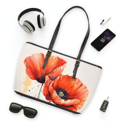 Whimsical Poppy Flower Watercolor PU Leather Shoulder Bag: An Artistic Delight